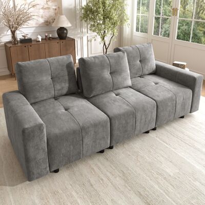 LEMONBEST Canapé Droit Modulable 3 Places 213 Cm En Chenille Gris Avec Profondeur D’assise Réglable Jusqu’à 68 Cm Et Dossier Ajustable, Fonction Détente - Publicité LEMONBEST Canapé Droit Modulable 3 Places 213 Cm En Chenille Gris Avec Profondeur D’assise Réglable Jusqu’à 68 Cm Et Dossier Ajustable, Fonction Détente - Publicité