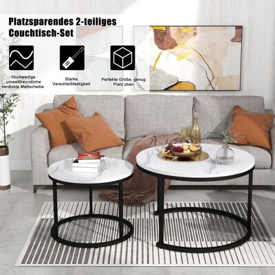 OEM Runder Couchtisch 2er Set Satz Couchtisch Wohnzimmer Runder Geschachtelter Beistelltisch 2 Runder Beistelltisch - Publicité OEM Runder Couchtisch 2er Set Satz Couchtisch Wohnzimmer Runder Geschachtelter Beistelltisch 2 Runder Beistelltisch - Publicité