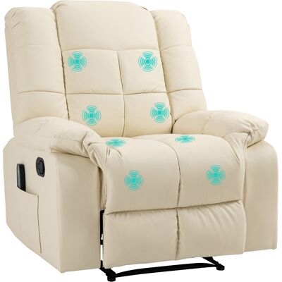 MIDUODUO Fauteuil Massage Relax 8 Points Vibration Fonction Inclinable Imitation Cuir Blanc Crème 94 X 99 X 99 Cm - Publicité MIDUODUO Fauteuil Massage Relax 8 Points Vibration Fonction Inclinable Imitation Cuir Blanc Crème 94 X 99 X 99 Cm - Publicité