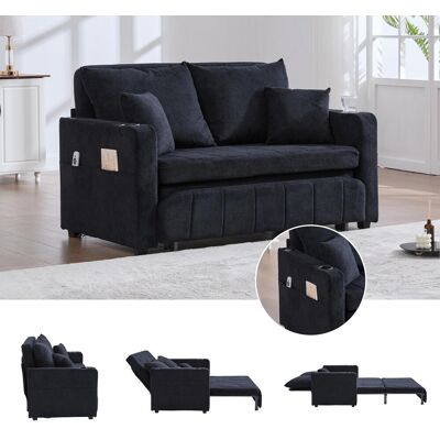 OEM Canapé Multifonctionnel En Tissu, Canapé Pliant Extensible, Utilisable Comme Canapé Ou Lit, Avec Poches De Rangement Sur Les Accoudoirs, Fonction De Chargement Usb Et Porte-gobelets (chenille Noire) - Publicité OEM Canapé Multifonctionnel En Tissu, Canapé Pliant Extensible, Utilisable Comme Canapé Ou Lit, Avec Poches De Rangement Sur Les Accoudoirs, Fonction De Chargement Usb Et Porte-gobelets (chenille Noire) - Publicité