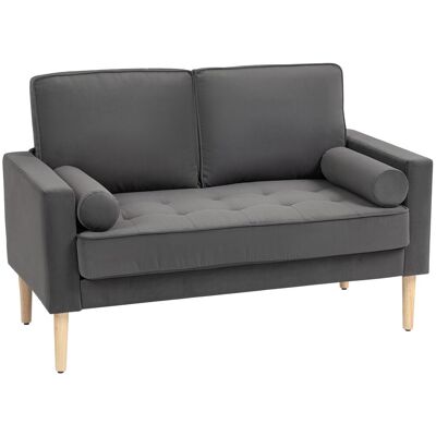 OEM Canapé 2 Places Banquette Moderne En Velours 127 Cm Avec Coussins Épais, 2 Oreillers Et Assise Capitonnée, Gris - Publicité OEM Canapé 2 Places Banquette Moderne En Velours 127 Cm Avec Coussins Épais, 2 Oreillers Et Assise Capitonnée, Gris - Publicité