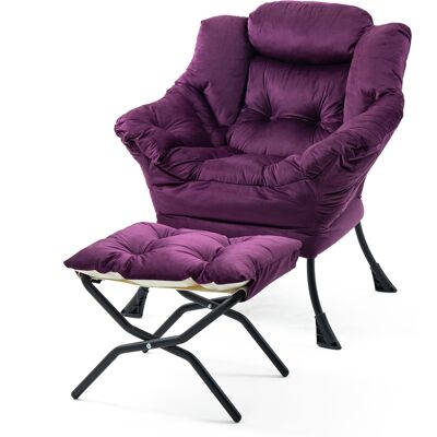 ARRIGONI Fauteuil Relax, Fauteuil Confortable Avec Repose-pieds Pliable Et Poche Latérale, Style Simple Pour Chambre, Salon, Balcon - Publicité ARRIGONI Fauteuil Relax, Fauteuil Confortable Avec Repose-pieds Pliable Et Poche Latérale, Style Simple Pour Chambre, Salon, Balcon - Publicité