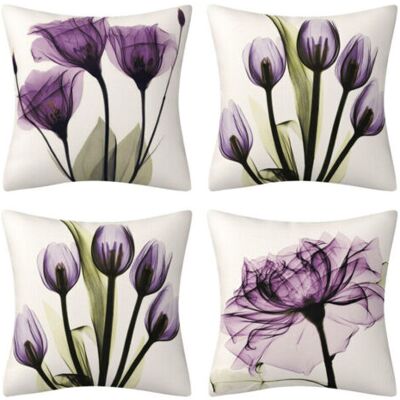 Bunthaus Lot De 4 Housses De Coussin En Lin, Style Bohème, Motif Fleur Violette, 45x45 Cm, Pour Salon, Canapé, Lit. Publicité Bunthaus Lot De 4 Housses De Coussin En Lin, Style Bohème, Motif Fleur Violette, 45x45 Cm, Pour Salon, Canapé, Lit. Publicité