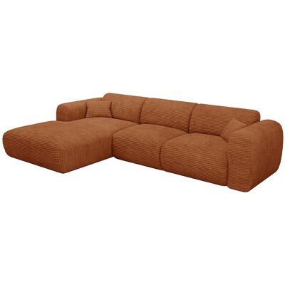 VENTE-UNIQUE Grand Canapé D'Angle Gauche Convertible Express En Velours Côtelé Terracotta - Matelas 13 Cm Mémoire De Forme Pogni - Publicité VENTE-UNIQUE Grand Canapé D'Angle Gauche Convertible Express En Velours Côtelé Terracotta - Matelas 13 Cm Mémoire De Forme Pogni - Publicité