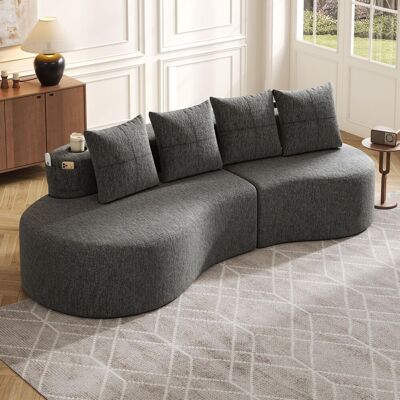 OEM Canapé En Lin Avec 4 Coussins, Garnissage En Mousse Haute Densité Et Plumes, Porte-gobelet Et Poche Latérale – Design Unique, Confortable Et Respirant, Idéal Pour Le Salon, La Chambre D'Amis Ou Le Bal - Publicité OEM Canapé En Lin Avec 4 Coussins, Garnissage En Mousse Haute Densité Et Plumes, Porte-gobelet Et Poche Latérale – Design Unique, Confortable Et Respirant, Idéal Pour Le Salon, La Chambre D'Amis Ou Le Bal - Publicité