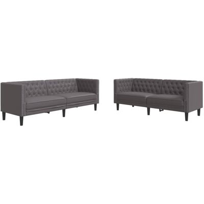 Maison Exclusive - Ensemble De Canapé Chesterfield 2 Pcs Gris Similicuir - Publicité Maison Exclusive - Ensemble De Canapé Chesterfield 2 Pcs Gris Similicuir - Publicité