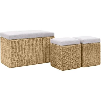 DESIGN IN Banc Avec 2 Poufs Jacinthe D'Eau Gris - Publicité DESIGN IN Banc Avec 2 Poufs Jacinthe D'Eau Gris - Publicité
