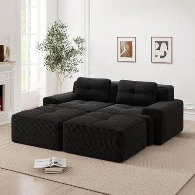 OEM Canapé Modulable Cloud En Forme De U, Sans Structure, Confortable En Velours Côtelé, Avec Pouf, Canapé Modulable 2 Places, Canapé 2 Places Avec Assise Profonde Pour Salon, Canapé Livré Monté, Noir - Publicité OEM Canapé Modulable Cloud En Forme De U, Sans Structure, Confortable En Velours Côtelé, Avec Pouf, Canapé Modulable 2 Places, Canapé 2 Places Avec Assise Profonde Pour Salon, Canapé Livré Monté, Noir - Publicité