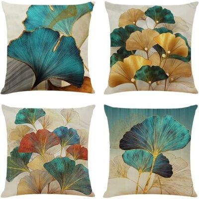 Bunthaus Lot De 4 Housse De Coussin Imprimé 45x45cm Turquoise Et Or Taies D'Oreiller En Lin Coussins De Canapé Décoratifs Ginkgo Dorées Housses De Coussin Décoratives Moderne - Publicité Bunthaus Lot De 4 Housse De Coussin Imprimé 45x45cm Turquoise Et Or Taies D'Oreiller En Lin Coussins De Canapé Décoratifs Ginkgo Dorées Housses De Coussin Décoratives Moderne - Publicité