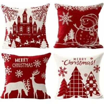OEM Housses De Coussin Joyeux Noël Lot De 4 En Coton Et Lin Taie D'Oreiller L'Hiver Noël Wapiti Chateau Bonhomme De Neige Modèle Décoration Pour Canapé Chambre Maison 45 X 45 Cm-dou - Publicité OEM Housses De Coussin Joyeux Noël Lot De 4 En Coton Et Lin Taie D'Oreiller L'Hiver Noël Wapiti Chateau Bonhomme De Neige Modèle Décoration Pour Canapé Chambre Maison 45 X 45 Cm-dou - Publicité