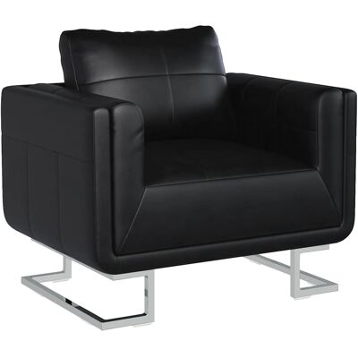 Maison Exclusive - Fauteuil Cube Avec Pieds Chromés Noir Similicuir - Publicité Maison Exclusive - Fauteuil Cube Avec Pieds Chromés Noir Similicuir - Publicité
