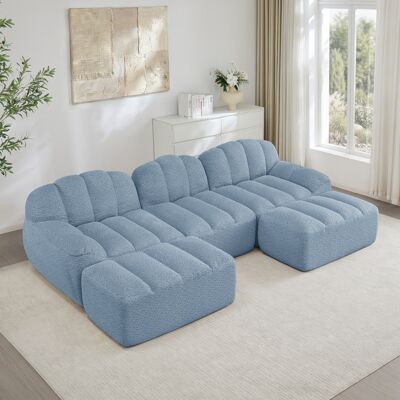 ACKERMAN Canapé Modulaire En U 3 Places Avec 2 Poufs, Canapé Sans Ossature En Mousse Haute Densité 32d, Assise Profonde, Idéal Pour Salon, Tissu Doux, Bleu - Publicité ACKERMAN Canapé Modulaire En U 3 Places Avec 2 Poufs, Canapé Sans Ossature En Mousse Haute Densité 32d, Assise Profonde, Idéal Pour Salon, Tissu Doux, Bleu - Publicité