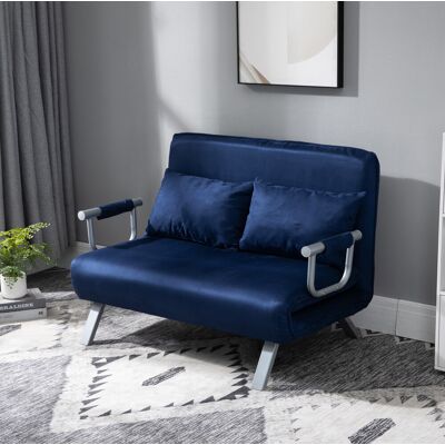 BEAOK Canapé Convertible En Polyester Bleu, Dossier Réglable 5 Positions, 111x80x78 Cm - Publicité BEAOK Canapé Convertible En Polyester Bleu, Dossier Réglable 5 Positions, 111x80x78 Cm - Publicité