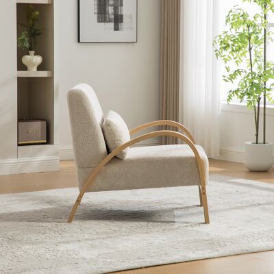 MIDUODUO Chaise Lounge En Tissu Scandinave – Tissu Chenille Doux Et Cadre En Bois Solide,idéal Pour Le Salon Et La Chambre - Beige - Publicité MIDUODUO Chaise Lounge En Tissu Scandinave – Tissu Chenille Doux Et Cadre En Bois Solide,idéal Pour Le Salon Et La Chambre - Beige - Publicité