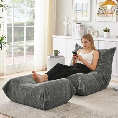 OEM Canapé Relax Avec Dossier Et Repose-pieds, Fauteuil Inclinable, Pouf Moelleux En Forme D'Ours En Peluche, Canapé De Sol Confortable Une Place Pour Salon, Chambre, Bureau, Appartement, Gris - Publicité OEM Canapé Relax Avec Dossier Et Repose-pieds, Fauteuil Inclinable, Pouf Moelleux En Forme D'Ours En Peluche, Canapé De Sol Confortable Une Place Pour Salon, Chambre, Bureau, Appartement, Gris - Publicité
