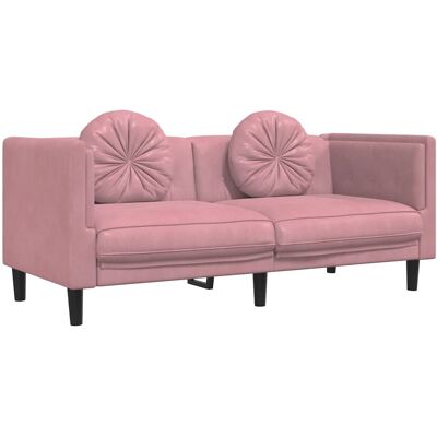 DESIGN IN Canapé Sofa Avec Coussins 2 Places Rose Velours - Publicité DESIGN IN Canapé Sofa Avec Coussins 2 Places Rose Velours - Publicité