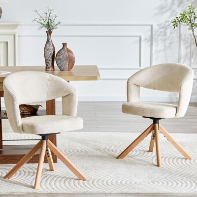 OEM Ensemble De Deux Fauteuils Pivotants Rétro De Luxe. Revêtement En Tissu Texturé Blanc Crème, Pieds Salons. Publicité OEM Ensemble De Deux Fauteuils Pivotants Rétro De Luxe. Revêtement En Tissu Texturé Blanc Crème, Pieds Salons. Publicité