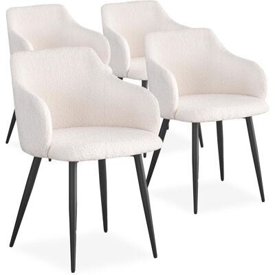MENZZO Lot De 4 Chaises Paoline Tissu Bouclette Crème - Publicité MENZZO Lot De 4 Chaises Paoline Tissu Bouclette Crème - Publicité