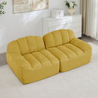 ACKERMAN Canapé Sans Ossature Modulaire 2 Places, Forme De Coquillage, Coussins D'Assise Profonds, Canapé Pour Salon Et Appartement, Aucun Montage Requis, Jaune - Publicité ACKERMAN Canapé Sans Ossature Modulaire 2 Places, Forme De Coquillage, Coussins D'Assise Profonds, Canapé Pour Salon Et Appartement, Aucun Montage Requis, Jaune - Publicité