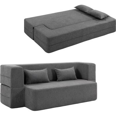 OEM Canapé Convertible 2 Places Lit En Chenille Assise Et Accoudoirs Larges Coussins Entièrement Compressé Gris - Publicité OEM Canapé Convertible 2 Places Lit En Chenille Assise Et Accoudoirs Larges Coussins Entièrement Compressé Gris - Publicité