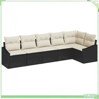 OEM Ensemble De Canapés - Fafeicy - Modulaire - Noir - Poly Rattan - 6 Places - Publicité OEM Ensemble De Canapés - Fafeicy - Modulaire - Noir - Poly Rattan - 6 Places - Publicité