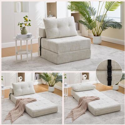 OEM Canapé-lit Pliable, Canapé-lit Avec Coussins, Matelas Pliable Avec Dossier, Canapé Pliant Portable, Canapé De Sol Confortable Pour Salon Et Chambre (chenille Beige) - Publicité OEM Canapé-lit Pliable, Canapé-lit Avec Coussins, Matelas Pliable Avec Dossier, Canapé Pliant Portable, Canapé De Sol Confortable Pour Salon Et Chambre (chenille Beige) - Publicité