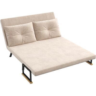 YUDO Canapé Convertible 2 Places En Velours, Fonction Lit, Avec 2 Coussins, Aspect Velours, Naturel + Beige + Noir - Publicité YUDO Canapé Convertible 2 Places En Velours, Fonction Lit, Avec 2 Coussins, Aspect Velours, Naturel + Beige + Noir - Publicité