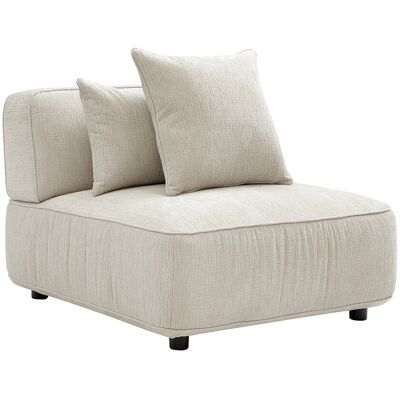 VENTE-UNIQUE Fauteuil En Tissu Chenille Beige Lelaco - Publicité VENTE-UNIQUE Fauteuil En Tissu Chenille Beige Lelaco - Publicité
