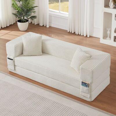 MIDUODUO Canapé En Velours Côtelé Au Design Double Couche,style Carré Classique,convertible En Lit,idéal Pour Appartement,salon Et Grands Espaces. Publicité MIDUODUO Canapé En Velours Côtelé Au Design Double Couche,style Carré Classique,convertible En Lit,idéal Pour Appartement,salon Et Grands Espaces. Publicité