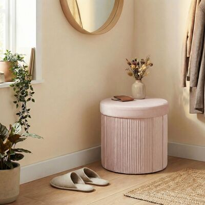 PZCC Banc Coffre De Rangement Ottoman, Coffre De Rangement Pliable, 35 L, 38 X 38 X 38 Cm, Revêtement En Velours, Coffre De Rangement Rond Rose - Publicité PZCC Banc Coffre De Rangement Ottoman, Coffre De Rangement Pliable, 35 L, 38 X 38 X 38 Cm, Revêtement En Velours, Coffre De Rangement Rond Rose - Publicité
