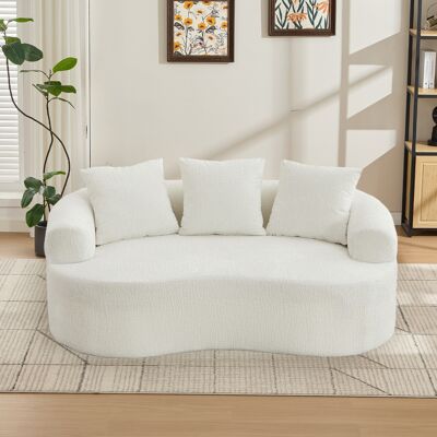EASYCOMFORT As Easy Canapé D'Amour Incurvé, Petit Canapé En Chenille Avec 3 Coussins, Canapé Profond Pour Appartement Et Salon, Pas De Montage Requis - Publicité EASYCOMFORT As Easy Canapé D'Amour Incurvé, Petit Canapé En Chenille Avec 3 Coussins, Canapé Profond Pour Appartement Et Salon, Pas De Montage Requis - Publicité
