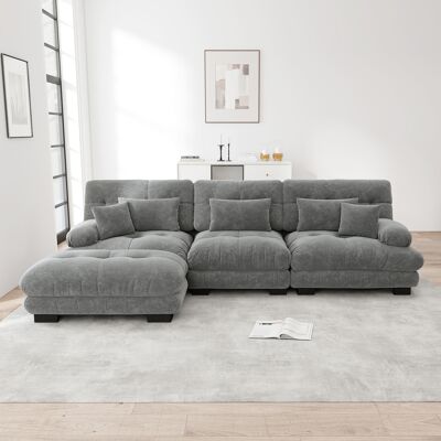 ARRIGONI Canapé D’angle Modulaire Luxueux - Canapé Cloud Extra-large En L Pour Salon, Canapé-lit Profond Avec Ottomane, Velours Côtelé, Chenille Gris - Publicité ARRIGONI Canapé D’angle Modulaire Luxueux - Canapé Cloud Extra-large En L Pour Salon, Canapé-lit Profond Avec Ottomane, Velours Côtelé, Chenille Gris - Publicité