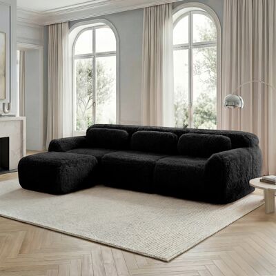 ACKERMAN Canapé Modulaire En L, Tissu Pelucheux, Canapé Profond Sans Cadre, Aucun Montage, Avec Coussins. Doux, Mousse À Haute Élasticité, Sol Antidérapant, Adapté Pour Salon, Chambre À Coucher, Noir - Publicité ACKERMAN Canapé Modulaire En L, Tissu Pelucheux, Canapé Profond Sans Cadre, Aucun Montage, Avec Coussins. Doux, Mousse À Haute Élasticité, Sol Antidérapant, Adapté Pour Salon, Chambre À Coucher, Noir - Publicité
