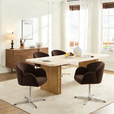 ACKERMAN Chaise De Salle À Manger Capitonnée En Velours Brun, Pivotante 360°, Avec Structure En Acier Inoxydable Brillant, Fauteuil Pivotant Pour Salle À Manger, Cuisine Et Salon, Montage Simple, 64x64x78 Cm - Publicité ACKERMAN Chaise De Salle À Manger Capitonnée En Velours Brun, Pivotante 360°, Avec Structure En Acier Inoxydable Brillant, Fauteuil Pivotant Pour Salle À Manger, Cuisine Et Salon, Montage Simple, 64x64x78 Cm - Publicité