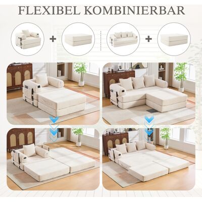 MIDUODUO Fauteuil À Compression En Velours Côtelé Sur Cadre Métallique Ergonomique. Rembourrage Épais Avec Poche Et Coussin,modulable Pour Intérieur Beige. Publicité MIDUODUO Fauteuil À Compression En Velours Côtelé Sur Cadre Métallique Ergonomique. Rembourrage Épais Avec Poche Et Coussin,modulable Pour Intérieur Beige. Publicité