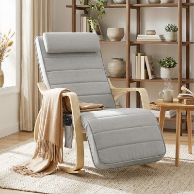 PZCC Fauteuil À Bascule Avec Fonction Massage, Chauffage, Appui-tête Et Repose-pieds, Revêtement En Velours, Inclinable, Gris Clair - Publicité PZCC Fauteuil À Bascule Avec Fonction Massage, Chauffage, Appui-tête Et Repose-pieds, Revêtement En Velours, Inclinable, Gris Clair - Publicité