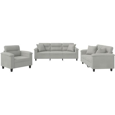 Maison Exclusive - Ensemble De Canapés 3 Pcs Coussins Gris Clair Tissu Microfibre - Publicité Maison Exclusive - Ensemble De Canapés 3 Pcs Coussins Gris Clair Tissu Microfibre - Publicité