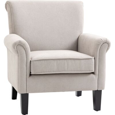 OEM Fauteuil En Style Nordique Avec Accoudoirs En Bois Et Polyester, 79x78x87 Cm, Couleur Grise Et Marron Pour Intérieur Moderne - Publicité OEM Fauteuil En Style Nordique Avec Accoudoirs En Bois Et Polyester, 79x78x87 Cm, Couleur Grise Et Marron Pour Intérieur Moderne - Publicité