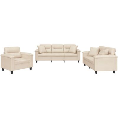 Maison Exclusive - Ensemble De Canapés 3 Pcs Avec Coussins Beige Tissu Microfibre - Publicité Maison Exclusive - Ensemble De Canapés 3 Pcs Avec Coussins Beige Tissu Microfibre - Publicité