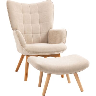 ACKERMAN Fauteuil Avec Repose-pieds, Fauteuil Relax, Fauteuil Rembourré Aspect Velours Côtelé, Fauteuil Lounge Avec Accoudoirs, Pieds En Bois, Beige Pour Salon - Publicité ACKERMAN Fauteuil Avec Repose-pieds, Fauteuil Relax, Fauteuil Rembourré Aspect Velours Côtelé, Fauteuil Lounge Avec Accoudoirs, Pieds En Bois, Beige Pour Salon - Publicité
