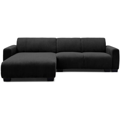 MENZZO Canapé D'Angle Moderne 287cm Wallis Velours Côtelé Noir - Publicité MENZZO Canapé D'Angle Moderne 287cm Wallis Velours Côtelé Noir - Publicité