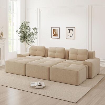 OEM Canapé Sans Structure, Tissu Velours Côtelé Doux, Canapé D'Angle Modulable Convertible Avec 3 Poufs, Canapé 3 Places, Canapé Confortable Pour Le Salon, Beige - Publicité OEM Canapé Sans Structure, Tissu Velours Côtelé Doux, Canapé D'Angle Modulable Convertible Avec 3 Poufs, Canapé 3 Places, Canapé Confortable Pour Le Salon, Beige - Publicité