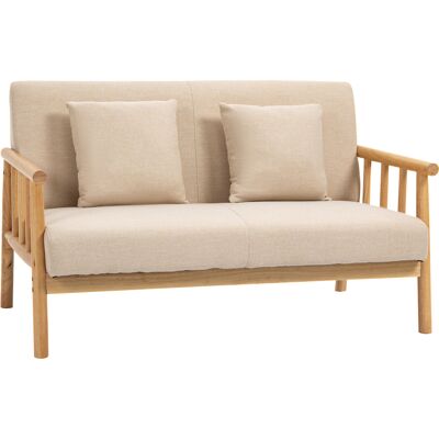 Generic Canapé 2 Places Avec 2 Coussins Lombaires,structure En Bois Rembourrée,aspect Lin,canapé Double Pour Petits Espaces,beige - Publicité Generic Canapé 2 Places Avec 2 Coussins Lombaires,structure En Bois Rembourrée,aspect Lin,canapé Double Pour Petits Espaces,beige - Publicité