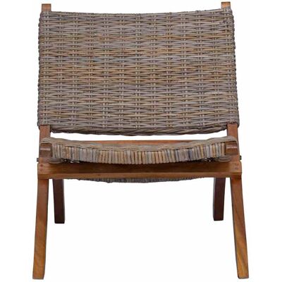 Maison Exclusive - Chaise De Relaxation Rotin Kubu Naturel Et Bois D'Acajou Massif - Publicité Maison Exclusive - Chaise De Relaxation Rotin Kubu Naturel Et Bois D'Acajou Massif - Publicité