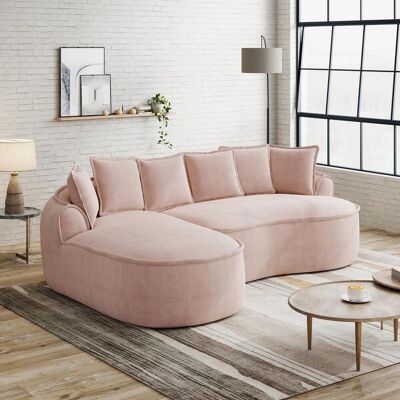 OEM Canapé D'Angle Sans Structure, Revêtement Chenille Cloud, Forme L, Assise Extra Profonde Et Larges Accoudoirs, Avec Méridienne Et Coussins, Livré Monté, Rose - Publicité OEM Canapé D'Angle Sans Structure, Revêtement Chenille Cloud, Forme L, Assise Extra Profonde Et Larges Accoudoirs, Avec Méridienne Et Coussins, Livré Monté, Rose - Publicité