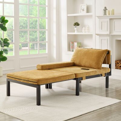 ACKERMAN 2 In 1 Folding Sofa Bed With Sleeping Function & Usb/typec Ports, Extendable Single Chair With Cushion, Space-saving Guest Bed For Living Room,bed Room,study,balcony,lofts,small Apartment - Yellow - Publicité ACKERMAN 2 In 1 Folding Sofa Bed With Sleeping Function & Usb/typec Ports, Extendable Single Chair With Cushion, Space-saving Guest Bed For Living Room,bed Room,study,balcony,lofts,small Apartment - Yellow - Publicité