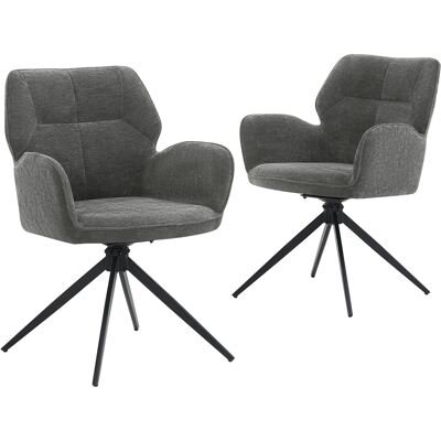 DEVOKO Fauteuil Pivotant (jeu De 2), Avec Pieds Métalliques, Fauteuil De Loisirs, Tissu Velouté, Gris Foncé - Publicité DEVOKO Fauteuil Pivotant (jeu De 2), Avec Pieds Métalliques, Fauteuil De Loisirs, Tissu Velouté, Gris Foncé - Publicité