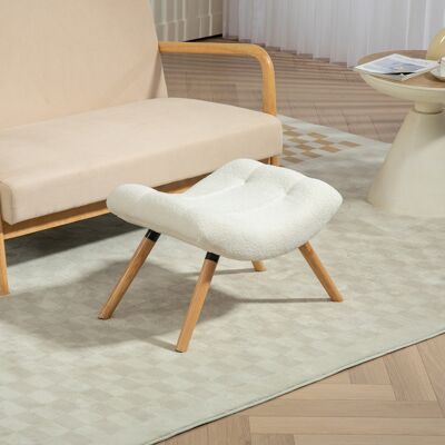 OEM Repose-pied Salon Ottoman Pouf Tabouret De Canapé, En Tissu Pieds En Bois De Hêtre, Siège Rembourré, Crème - Publicité OEM Repose-pied Salon Ottoman Pouf Tabouret De Canapé, En Tissu Pieds En Bois De Hêtre, Siège Rembourré, Crème - Publicité