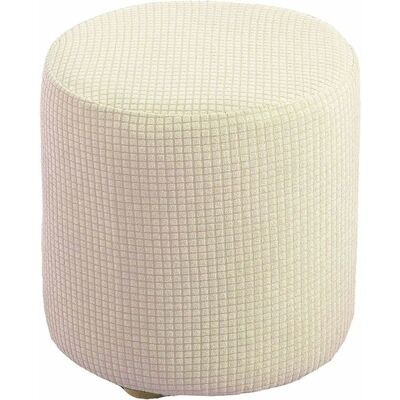 OEM Housse De Pouf Ottomane Carrée/rond Extensible 30x30cm En Jacquard Doux Polyester Avec Fond Élastique Antidérapant, Blanc Laiteux - Publicité OEM Housse De Pouf Ottomane Carrée/rond Extensible 30x30cm En Jacquard Doux Polyester Avec Fond Élastique Antidérapant, Blanc Laiteux - Publicité