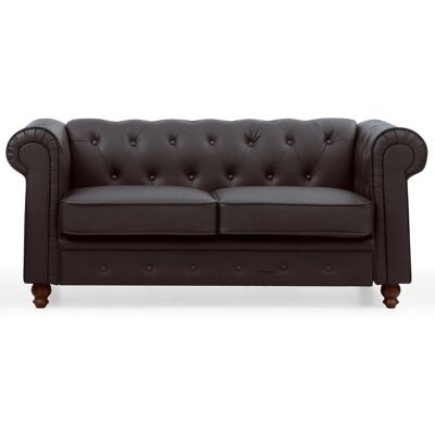 MENZZO Grand Canapé 2 Places Chesterfield Marron - Publicité MENZZO Grand Canapé 2 Places Chesterfield Marron - Publicité